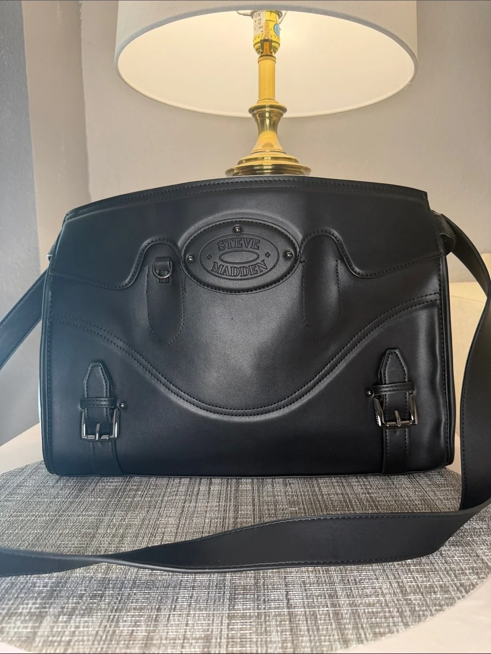 Steve Madden Black Messenger Satchel